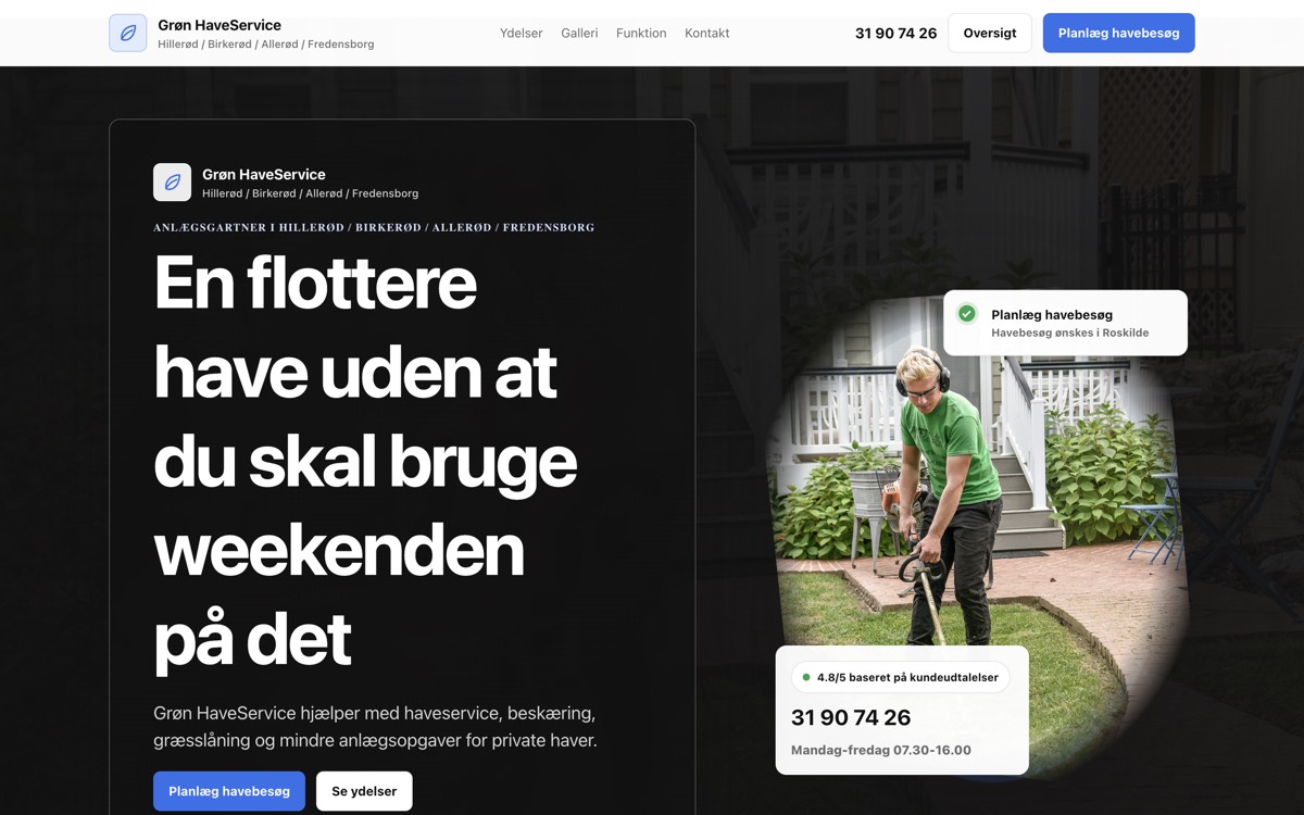 Demo for anlægsgartner hjemmeside