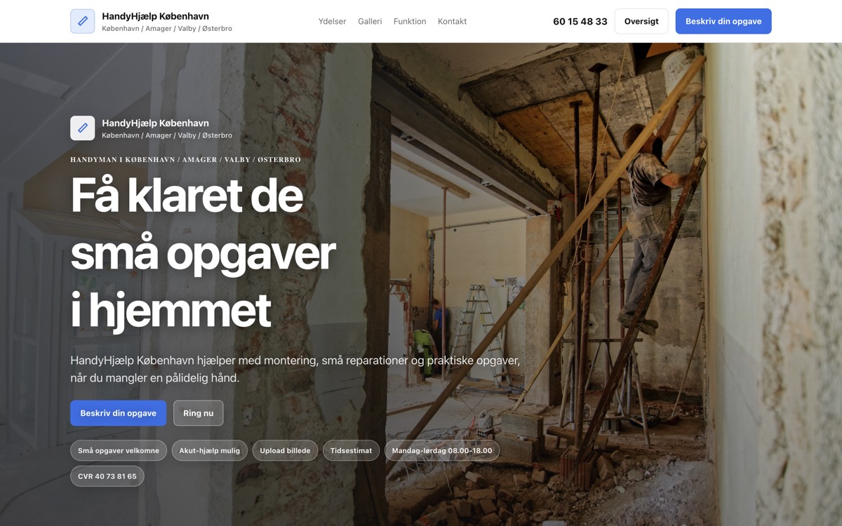 Demo for håndværker hjemmeside
