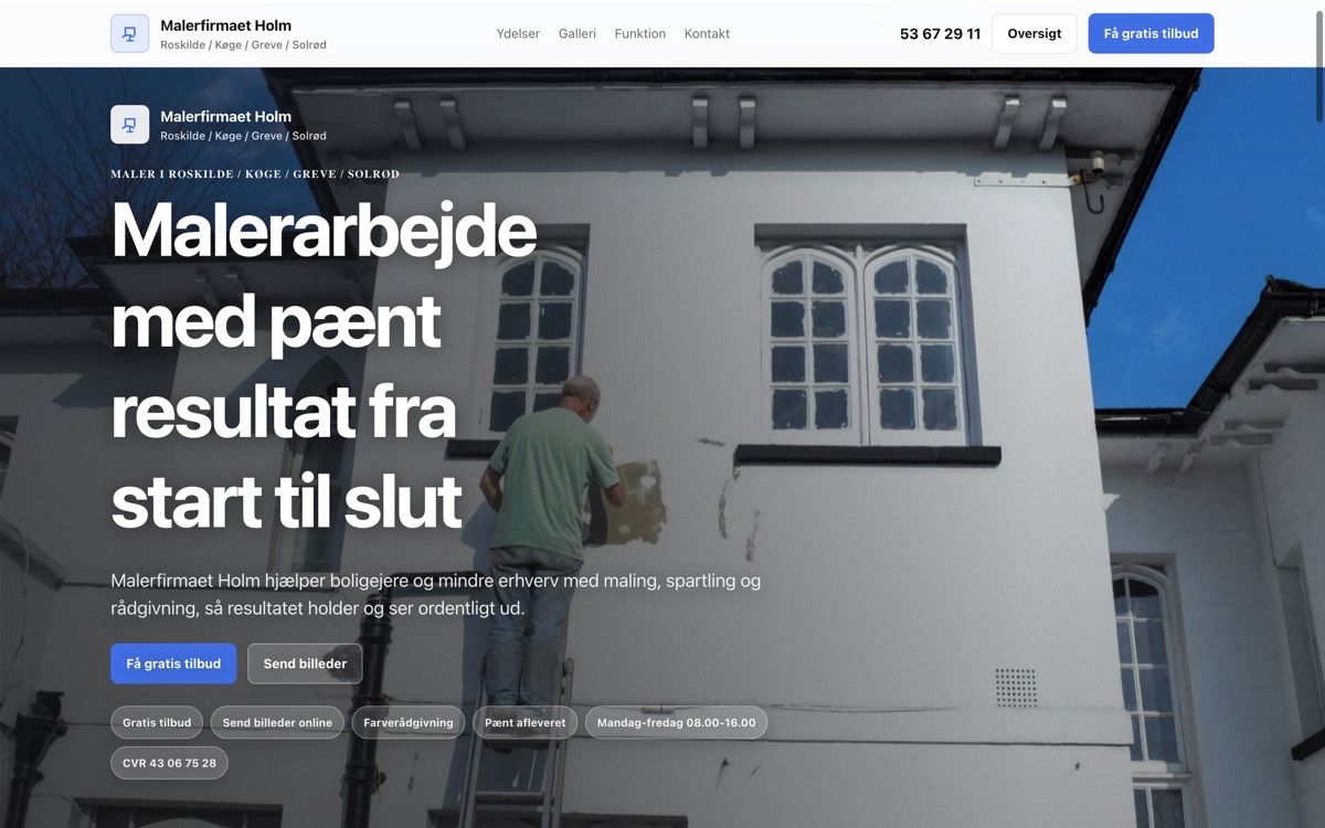 Demo for maler hjemmeside